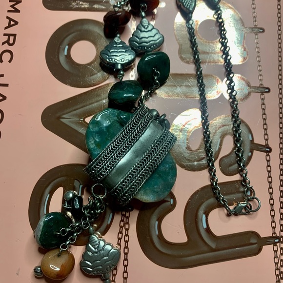 💎COLLAR LARGO DE PIEDRA JADE NATURAL 💎SILVER💎GREEN💎 - Picture 2 of 7